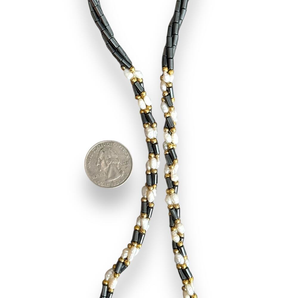 Vintage Genuine Borogue Pearl & Hematite 30" Necklace - Picture 5 of 5